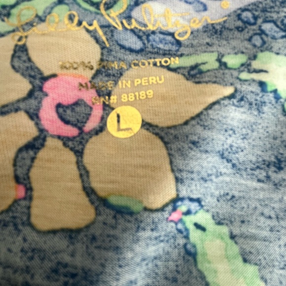 Lilly Pullitzer Floral Print V-Neck Pima Cotton V-Neck Dress Size Large - Picture 7 of 7